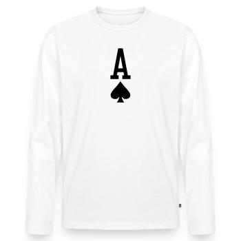 Carte à jouer au poker - As de pique - T-shirt manches longues Premium bio Homme - blanc - Devant - Nico (187cm)