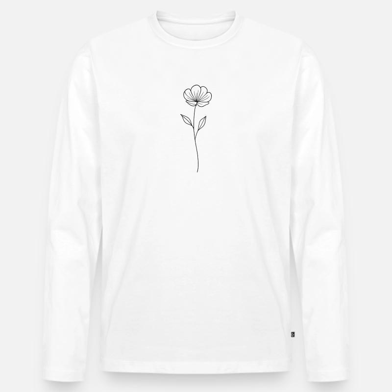 Zeitlose Blume - Männer Premium Bio Langarmshirt - Weiß