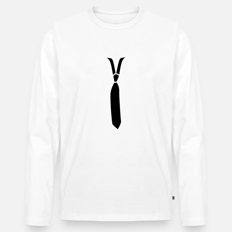 Krawatte - Männer Premium Bio Langarmshirt - Weiß
