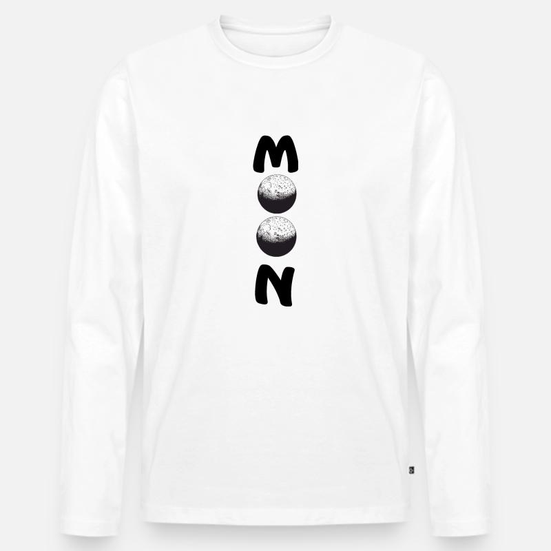 MOON MOON MOND - Männer Premium Bio Langarmshirt - Weiß