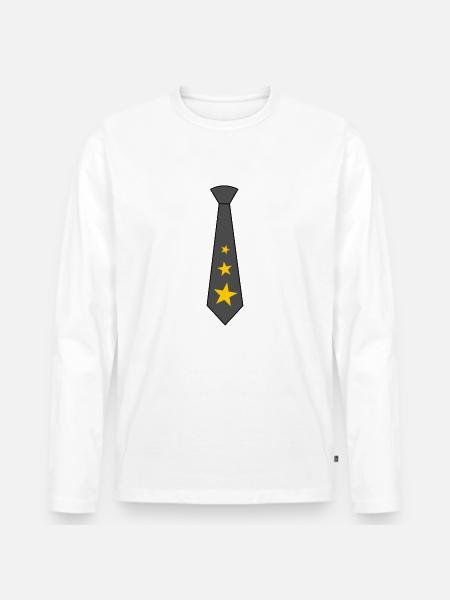 Krawatte mit Sternen - Männer Premium Bio Langarmshirt - Weiß
