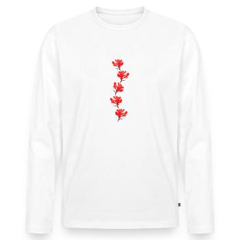 fleurs rouges - T-shirt manches longues Premium bio Homme - blanc - Devant - Nico (187cm)