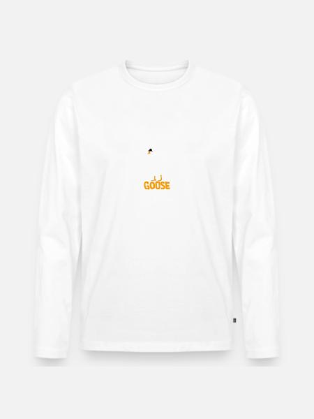 Silly Goose med en hat - Premium økologisk langærmet T-shirt til mænd - hvid