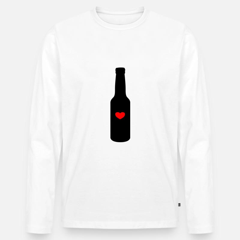 Flasche mit Herz - Männer Premium Bio Langarmshirt - Weiß