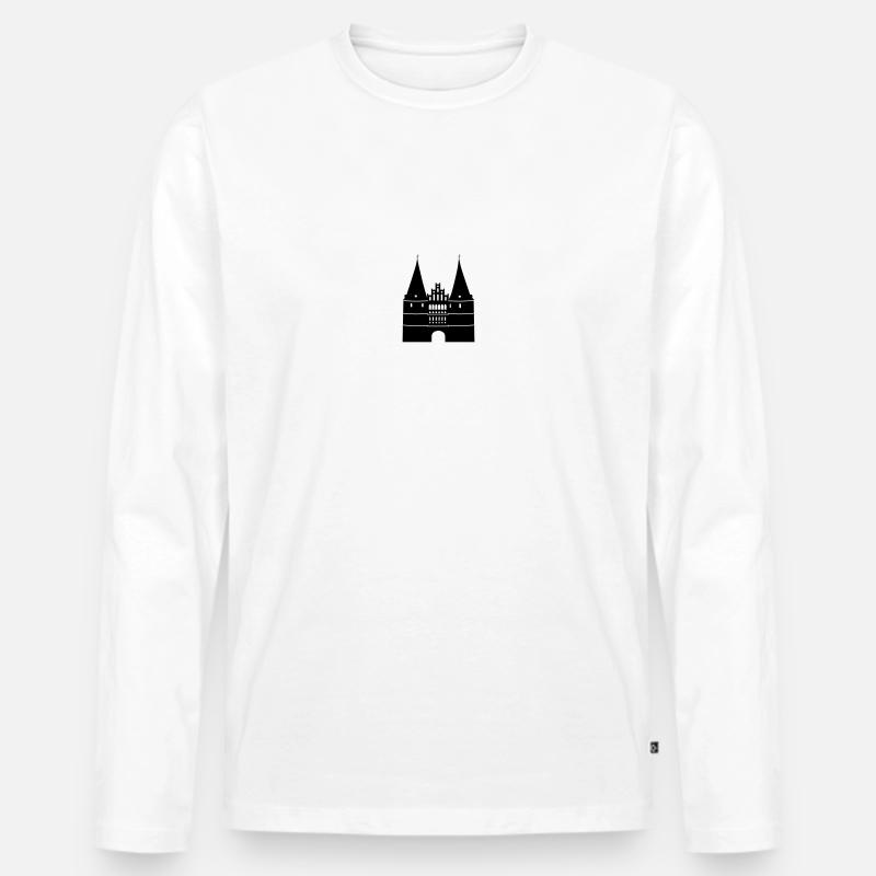 Holstentor von Lübeck - Männer Premium Bio Langarmshirt - Weiß
