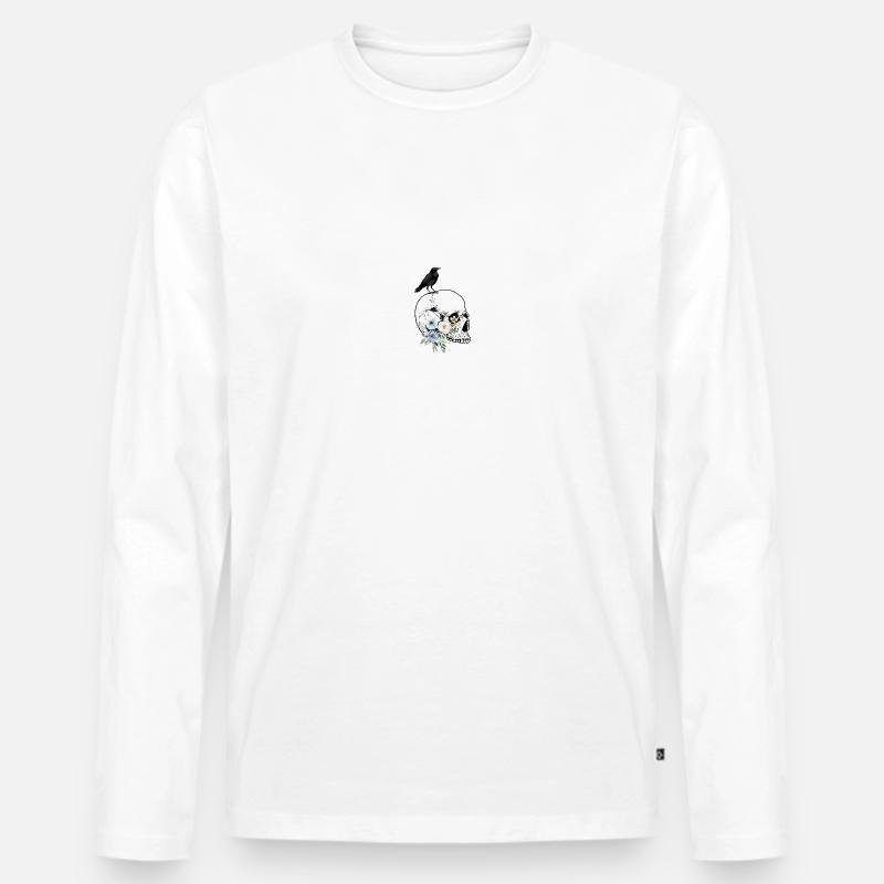 Krähenschädel - Männer Premium Bio Langarmshirt - Weiß