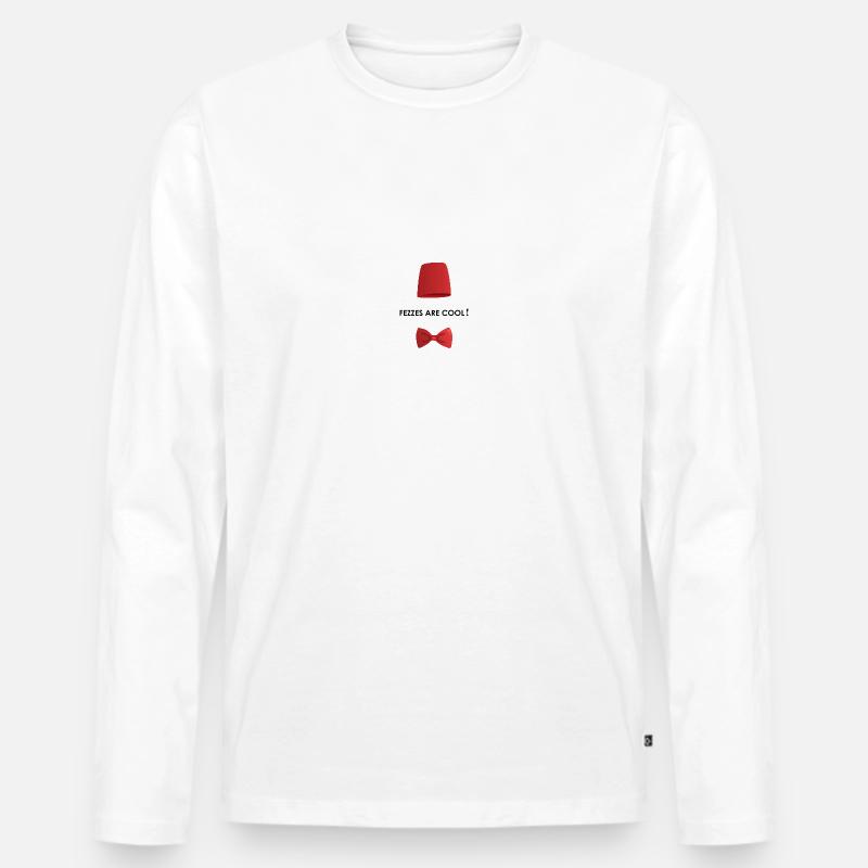Fezzes sind cool - Männer Premium Bio Langarmshirt - Weiß