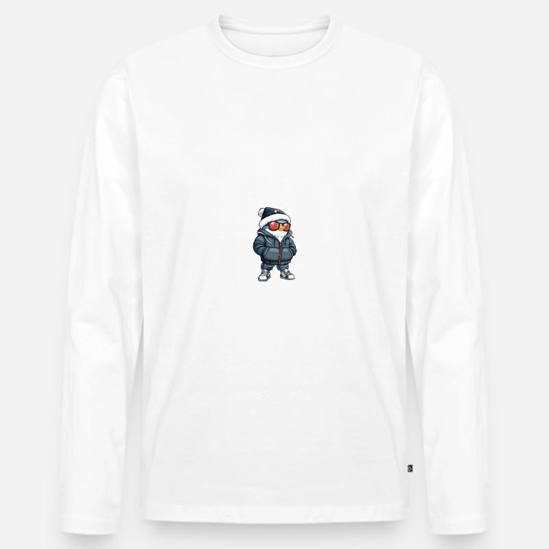 Taube Vogel Winter - Männer Premium Bio Langarmshirt - Weiß