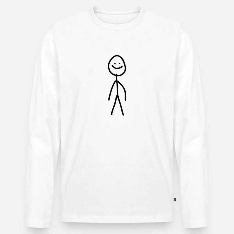 Strichmännchen - Männer Premium Bio Langarmshirt - Weiß