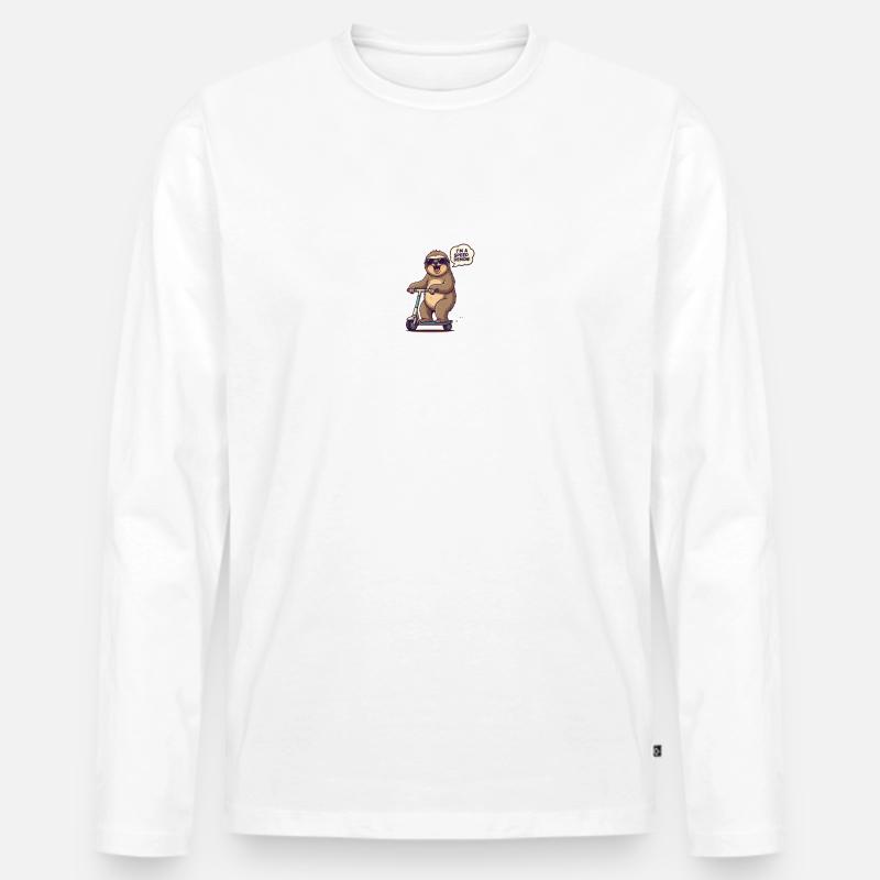 FAULTIER SCOOTER SPEED DEMON - Männer Premium Bio Langarmshirt - Weiß