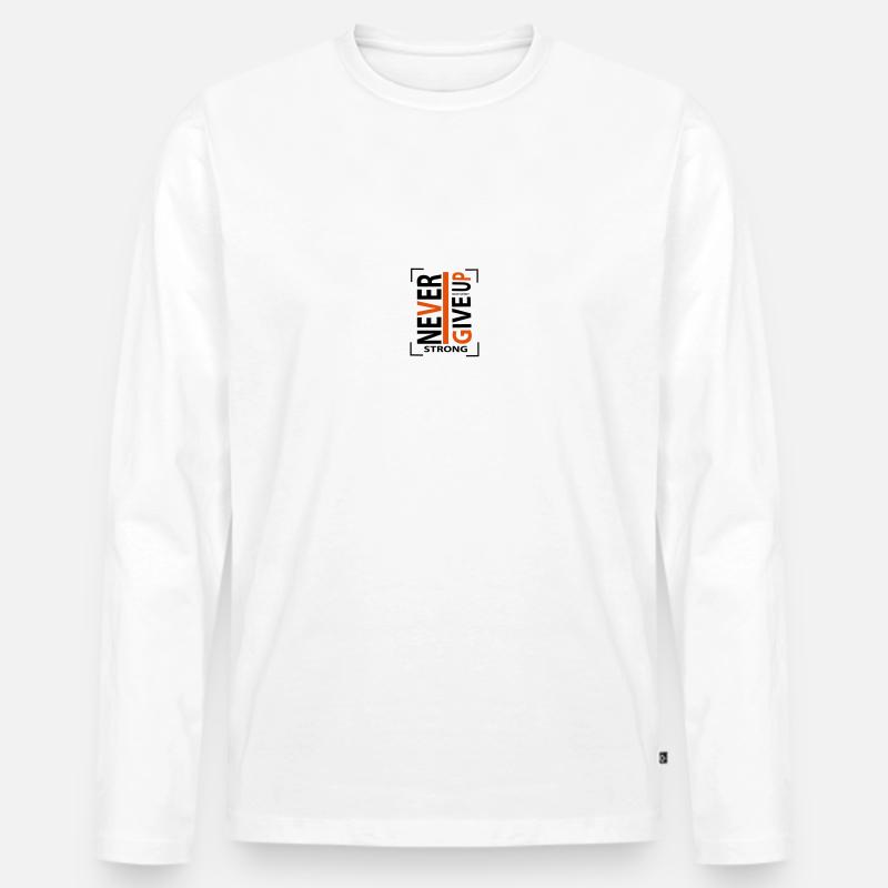 never give up - Männer Premium Bio Langarmshirt - Weiß