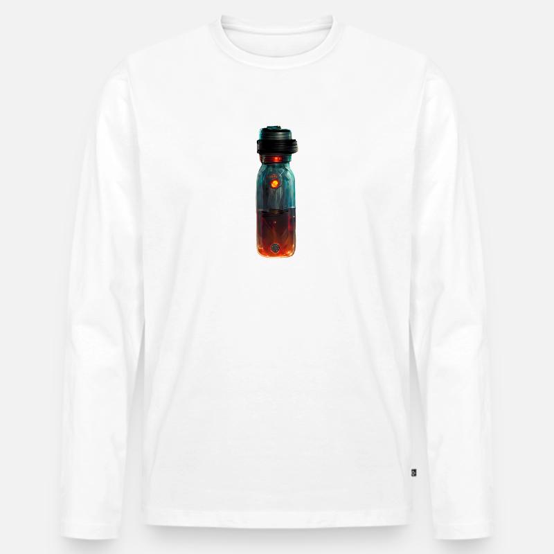 Gezeichnete Trinkflasche - Männer Premium Bio Langarmshirt - Weiß