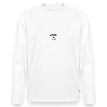 miskatonisch - Männer Premium Bio Langarmshirt - Weiß - Vorne - Nico (187cm)