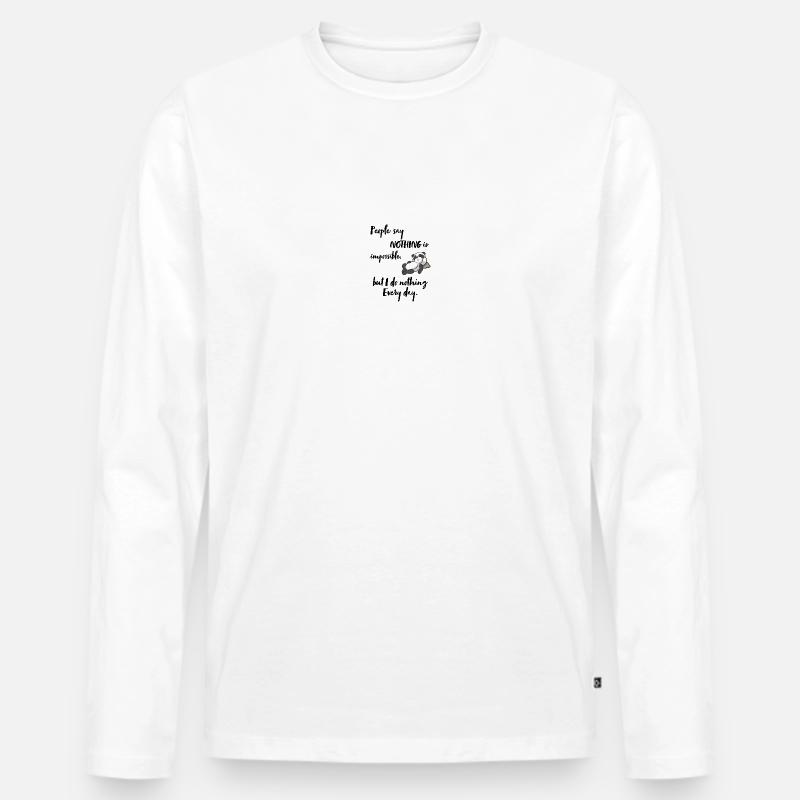 Fauler Bär - Männer Premium Bio Langarmshirt - Weiß