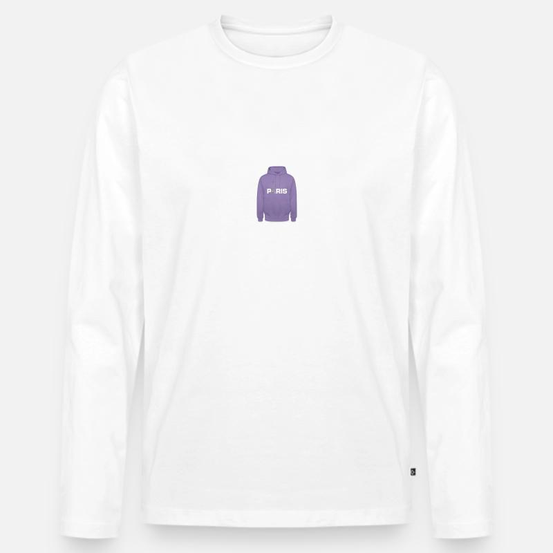 Paris Hoodie mit Eiffelturm - Männer Premium Bio Langarmshirt - Weiß