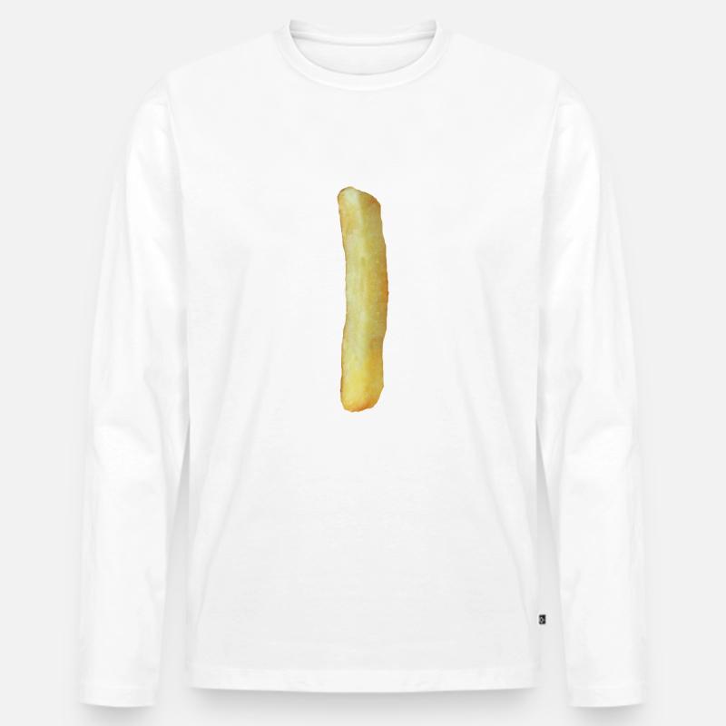 Pommes eins - Männer Premium Bio Langarmshirt - Weiß