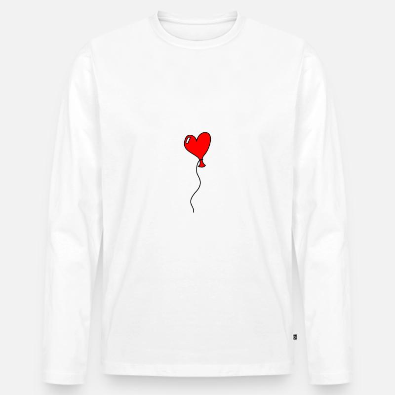 Herz Luftballon Liebe - Männer Premium Bio Langarmshirt - Weiß