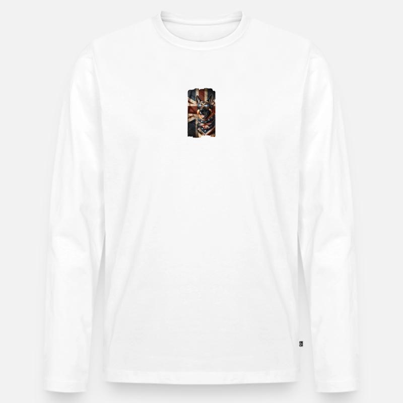 Schäferhund mit Großbritannien Flagge - Männer Premium Bio Langarmshirt - Weiß