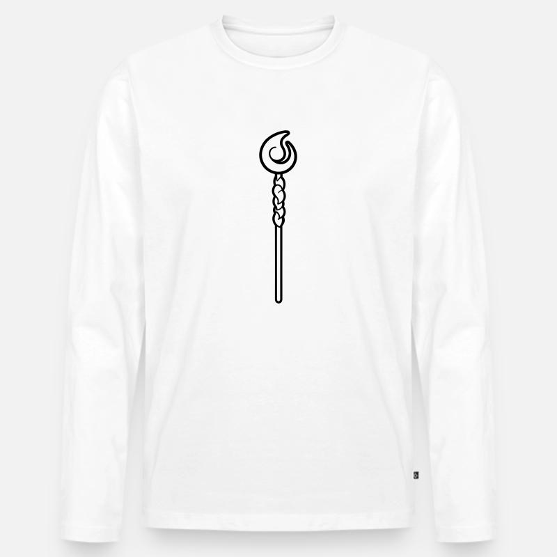 Zauberstab - Männer Premium Bio Langarmshirt - Weiß