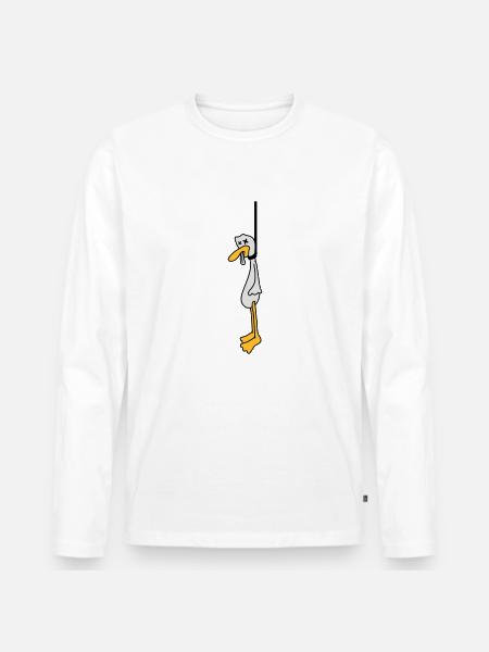 Hanged Duck - Männer Premium Bio Langarmshirt - Weiß