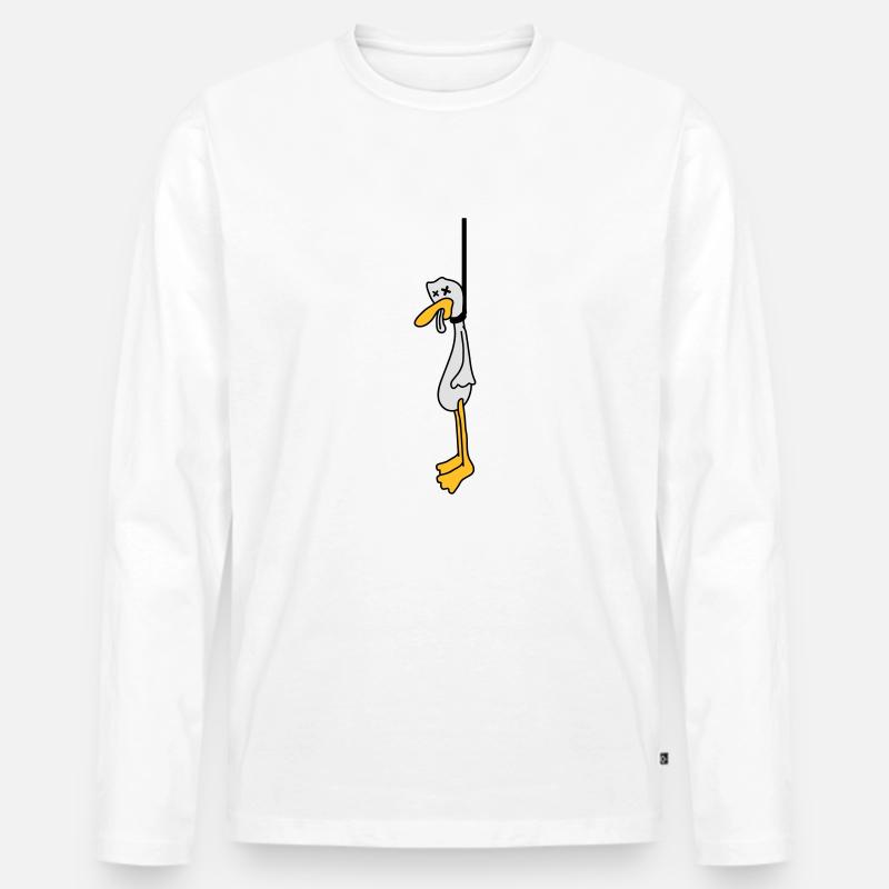 Hanged Duck - Männer Premium Bio Langarmshirt - Weiß