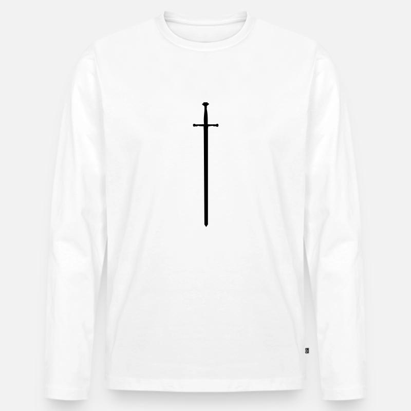 Schwert - Männer Premium Bio Langarmshirt - Weiß