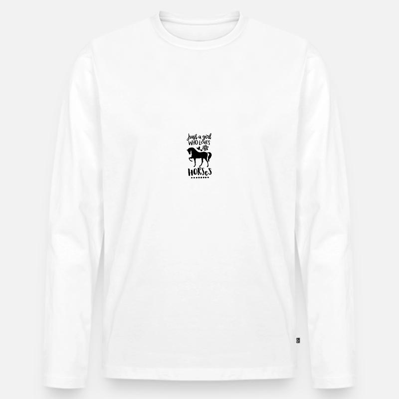 Pferde - Männer Premium Bio Langarmshirt - Weiß
