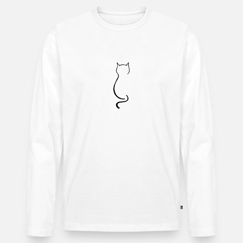Sitzende Katze - Männer Premium Bio Langarmshirt - Weiß