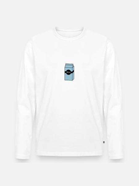 Milch - Milk - Männer Premium Bio Langarmshirt - Weiß