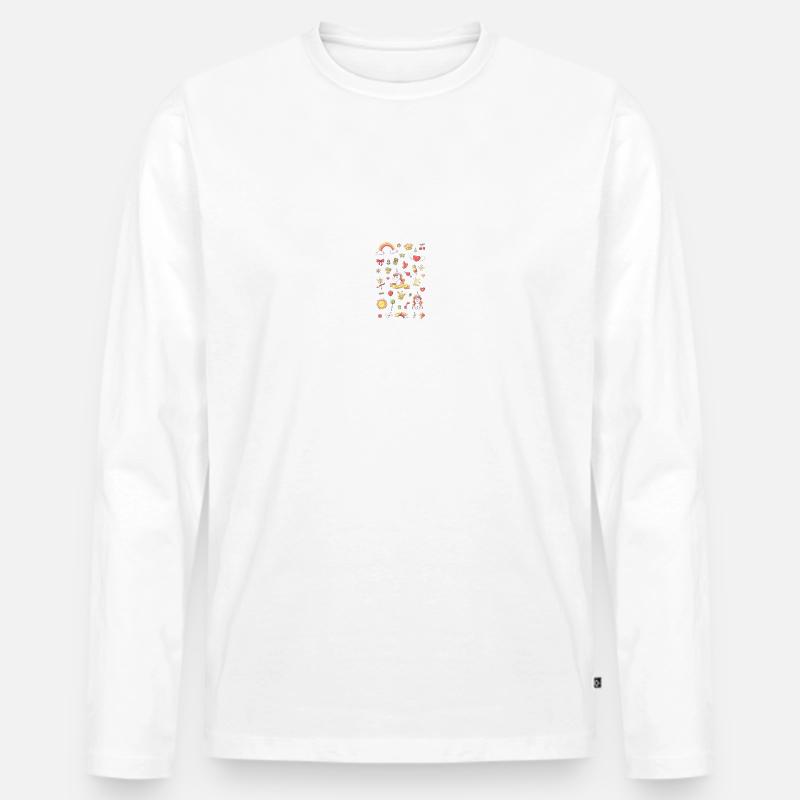 Einhorn Set Hochformat - Männer Premium Bio Langarmshirt - Weiß