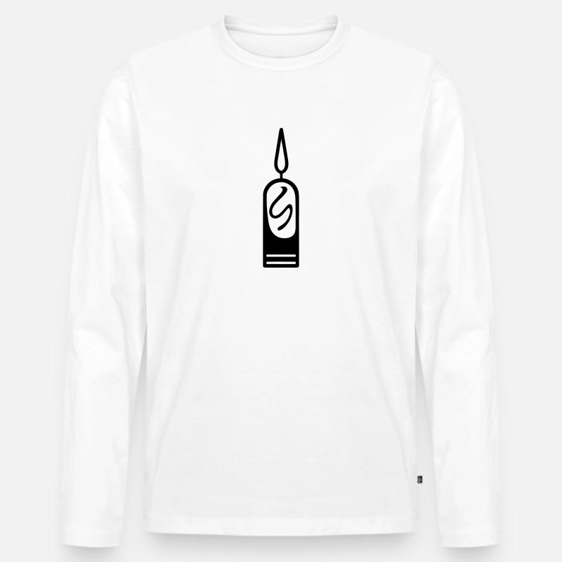 Kerze - Männer Premium Bio Langarmshirt - Weiß