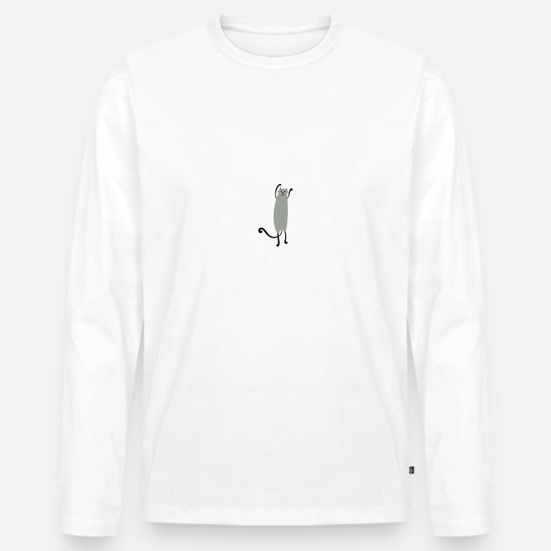 Katze - Männer Premium Bio Langarmshirt - Weiß
