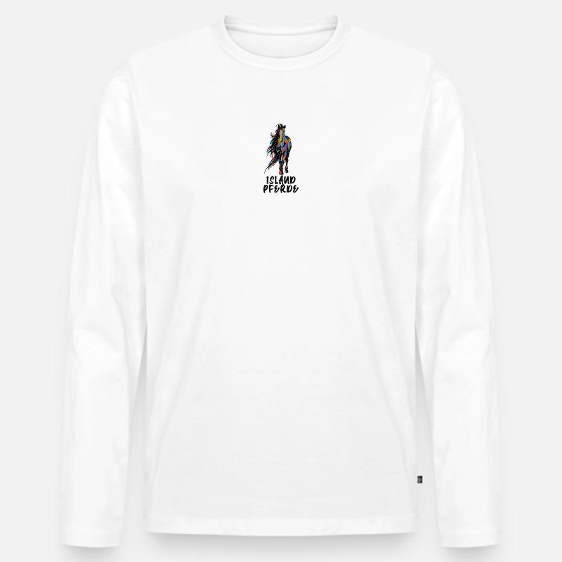 Cool Isländer Pferde Statement Islandpferde - Männer Premium Bio Langarmshirt - Weiß