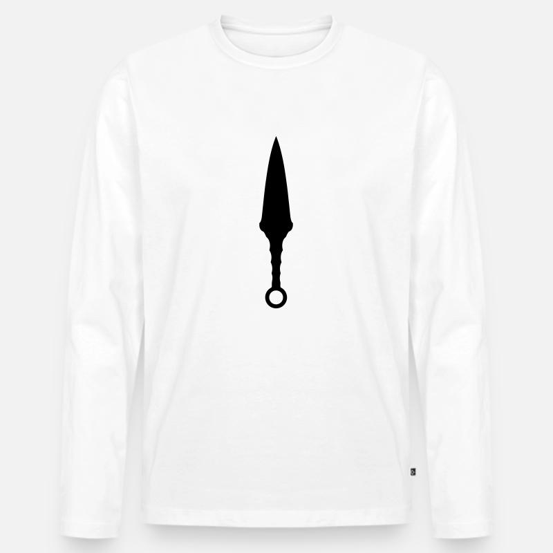 Wurfmesser 2 - Männer Premium Bio Langarmshirt - Weiß