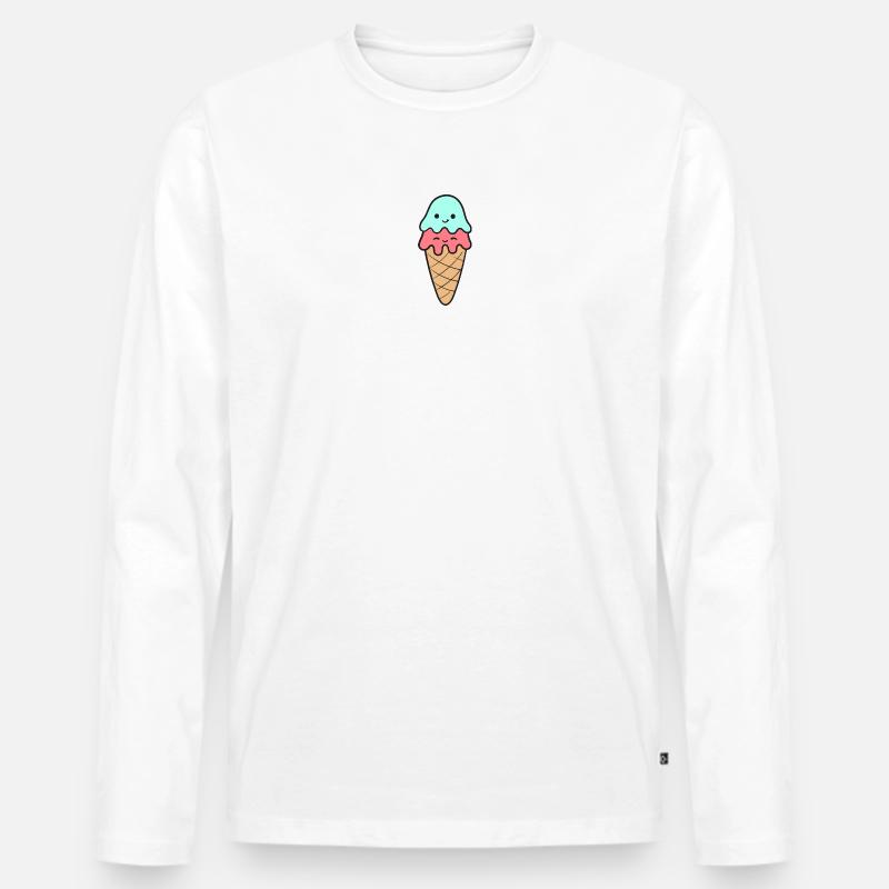 Eis Eiscreme - Männer Premium Bio Langarmshirt - Weiß