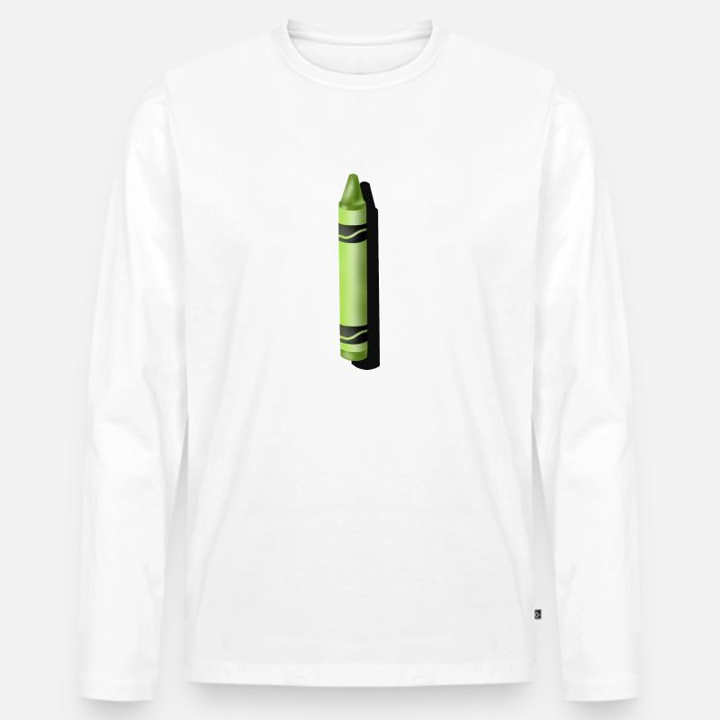 Crayon grün - digitale Zeichnung - Männer Premium Bio Langarmshirt - Weiß