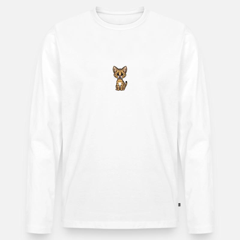 Serval - Männer Premium Bio Langarmshirt - Weiß