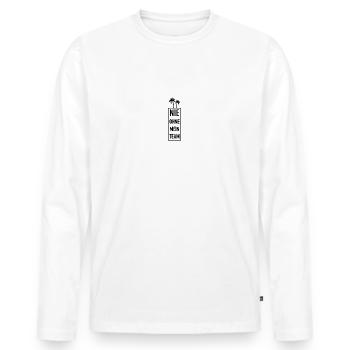 NOMT Nicht ohne mein Team - Männer Premium Bio Langarmshirt - Weiß - Vorne - Nico (187cm)