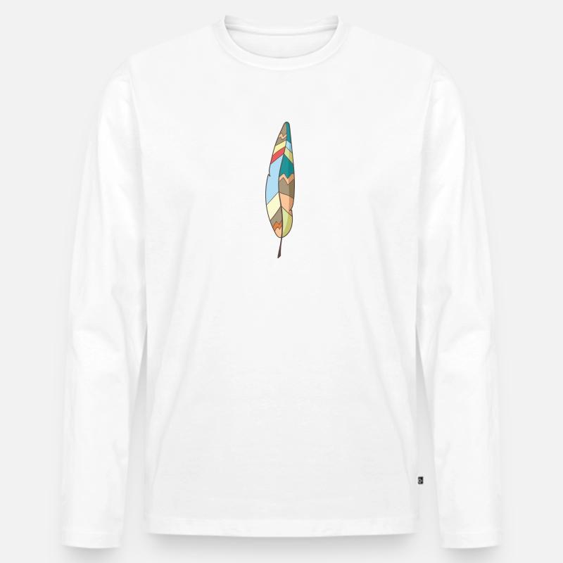 Feder - Männer Premium Bio Langarmshirt - Weiß