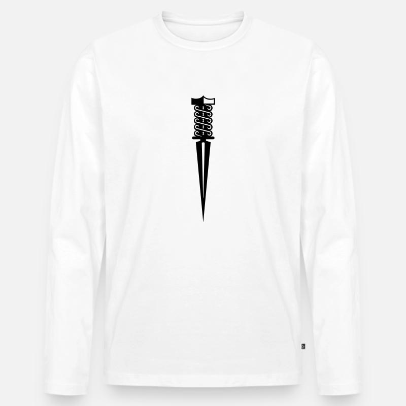 Dolch / dagger (1c) - Männer Premium Bio Langarmshirt - Weiß