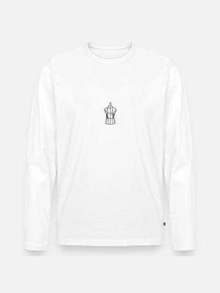 Schneiderpuppe mit Massband - Männer Premium Bio Langarmshirt - Weiß