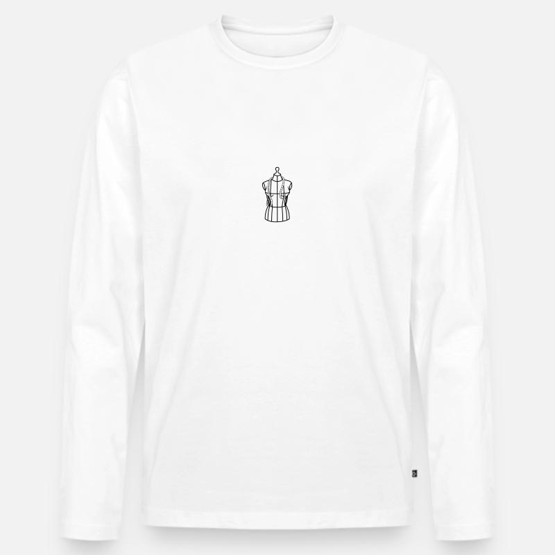 Schneiderpuppe mit Massband - Männer Premium Bio Langarmshirt - Weiß
