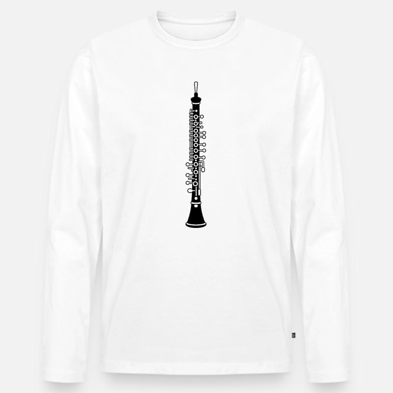 Oboe - Männer Premium Bio Langarmshirt - Weiß