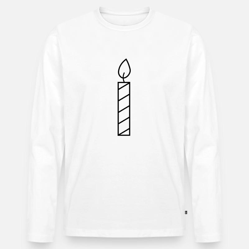 Kerze schwarz Kontur - Männer Premium Bio Langarmshirt - Weiß