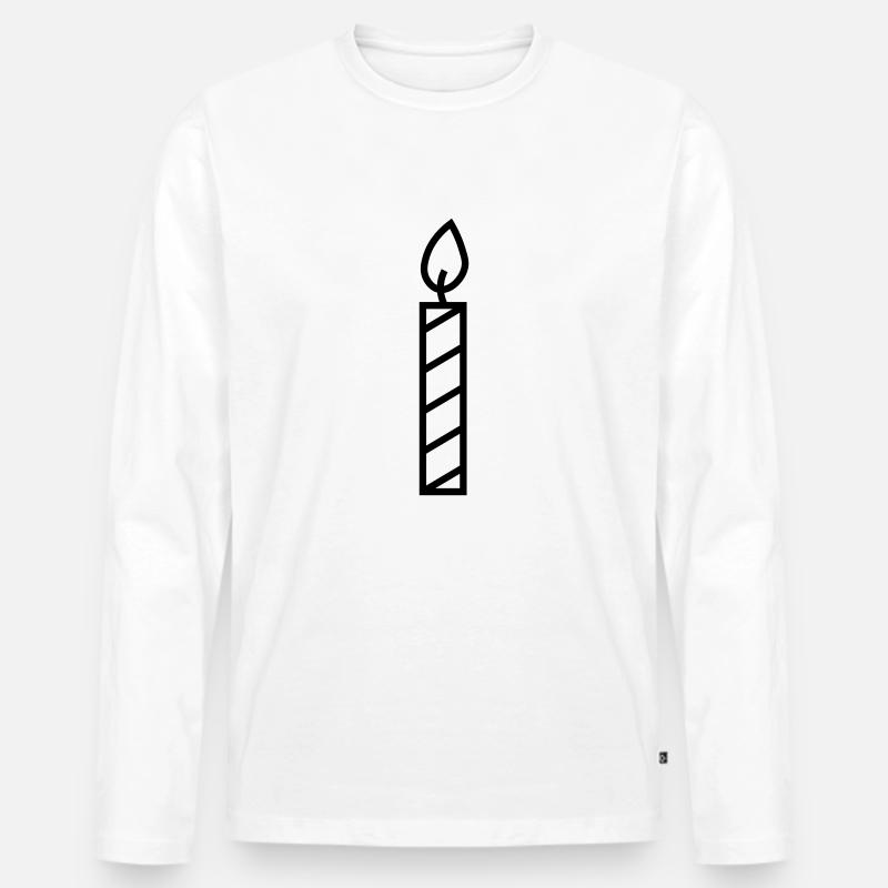 Kerze Kontur - Männer Premium Bio Langarmshirt - Weiß