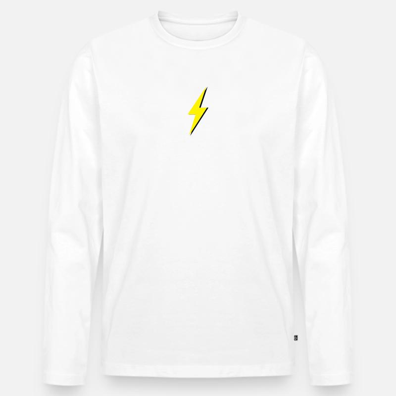 Gelber und schwarzer Blitz - Männer Premium Bio Langarmshirt - Weiß