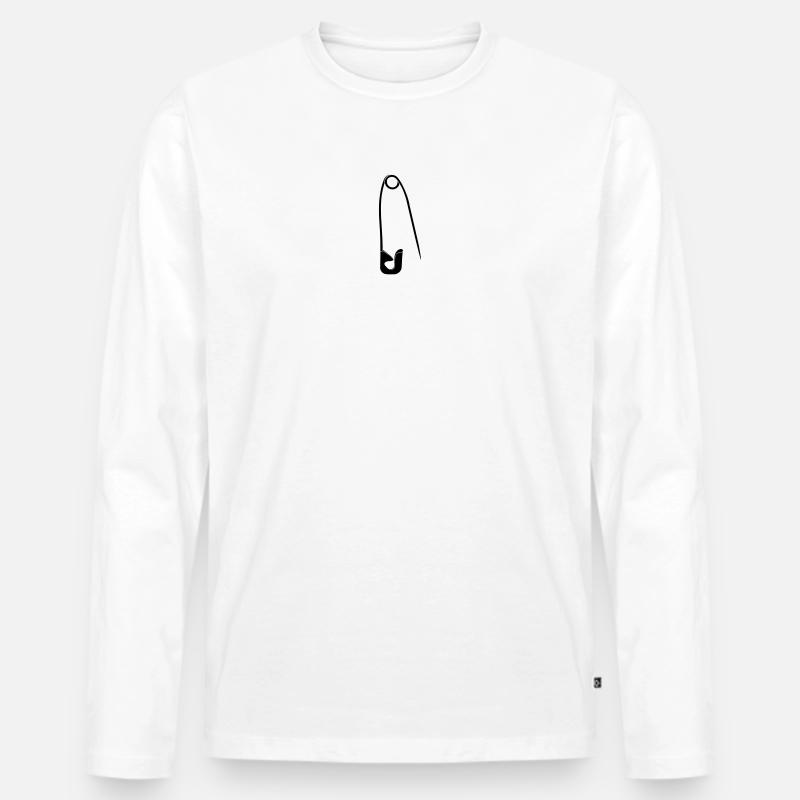 Sicherheitsnadel - Männer Premium Bio Langarmshirt - Weiß