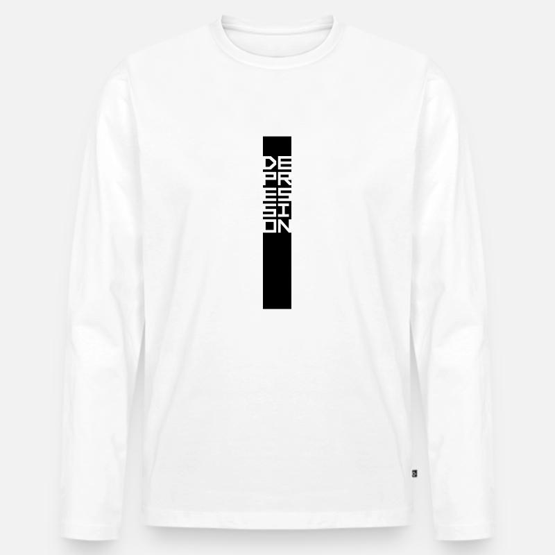 Text Balken Depression - Männer Premium Bio Langarmshirt - Weiß