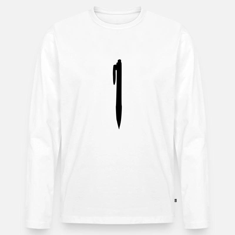 Stift - Kuli - Männer Premium Bio Langarmshirt - Weiß