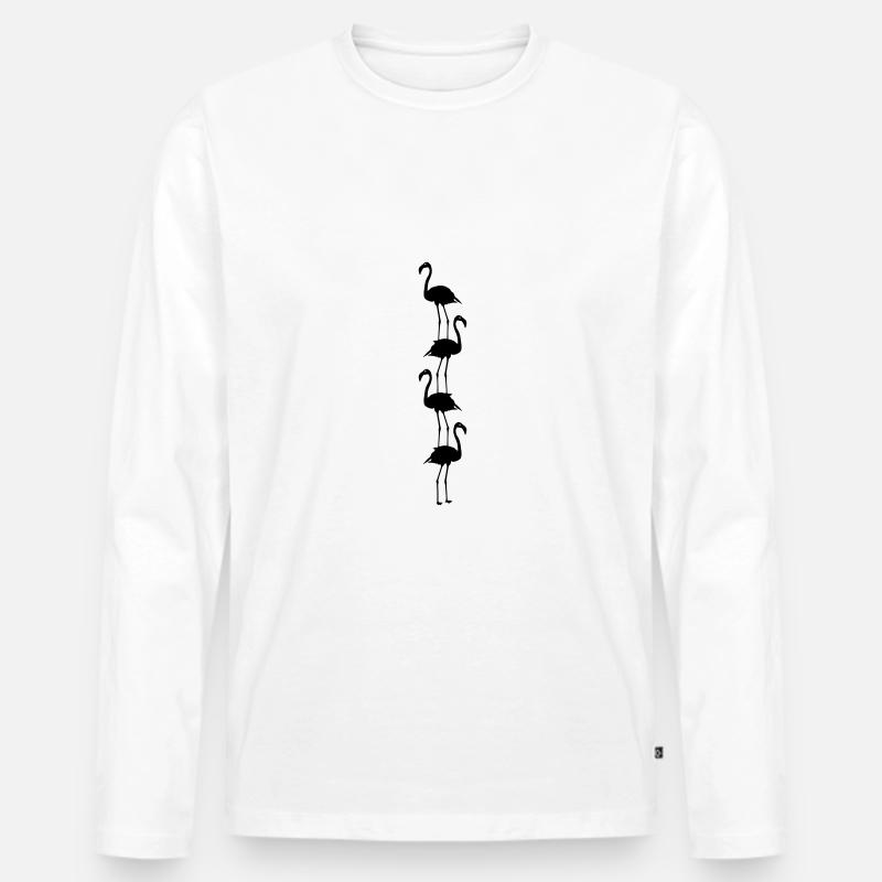 Flamingos Tiere - Männer Premium Bio Langarmshirt - Weiß